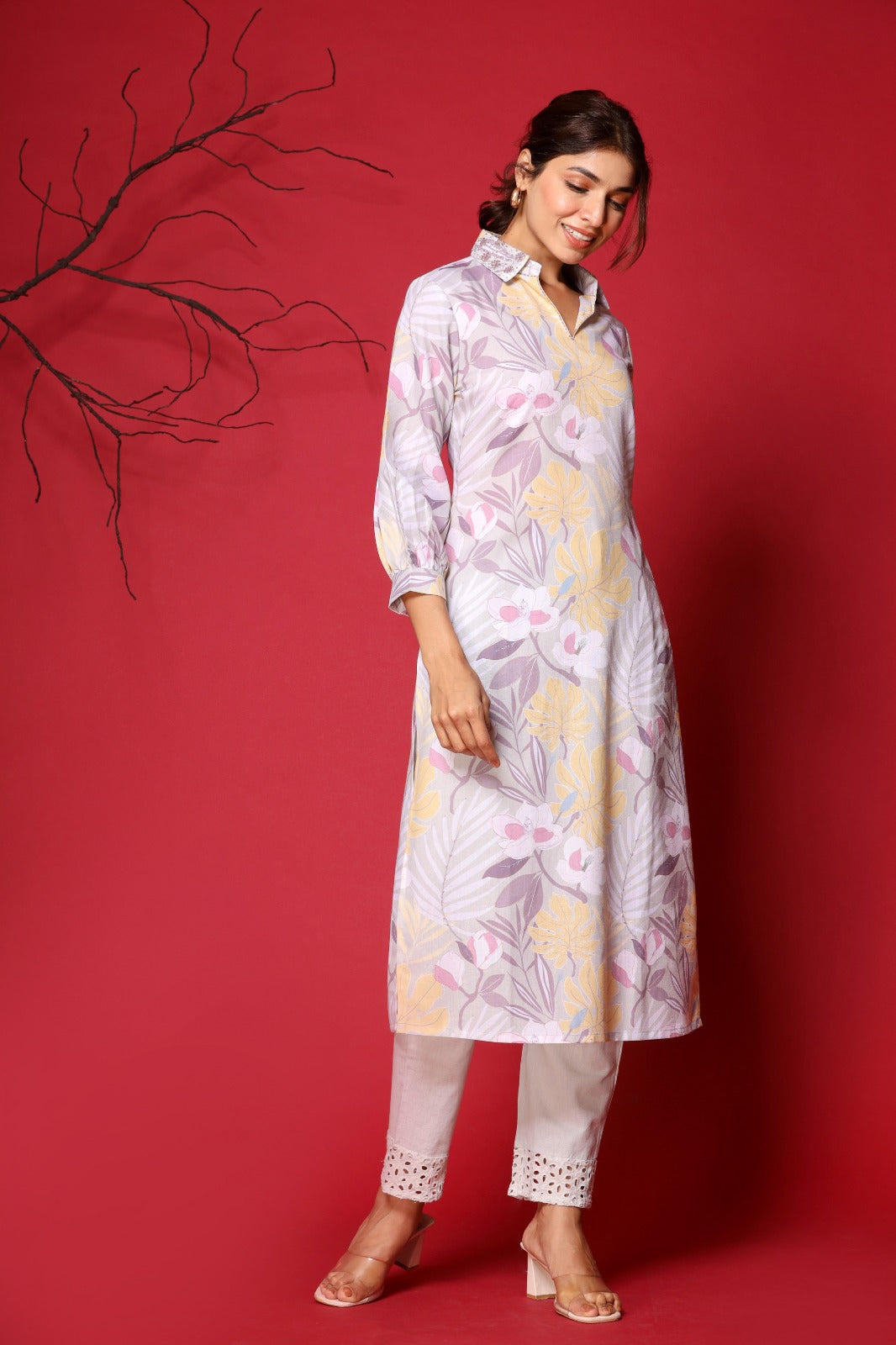 Printed Cotton Kurta With Pants
