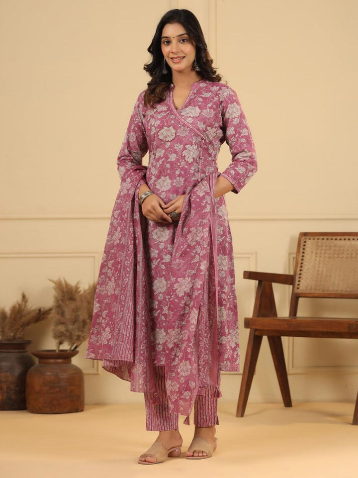 Floral Printed Kurta With Pants &amp; Dupatta