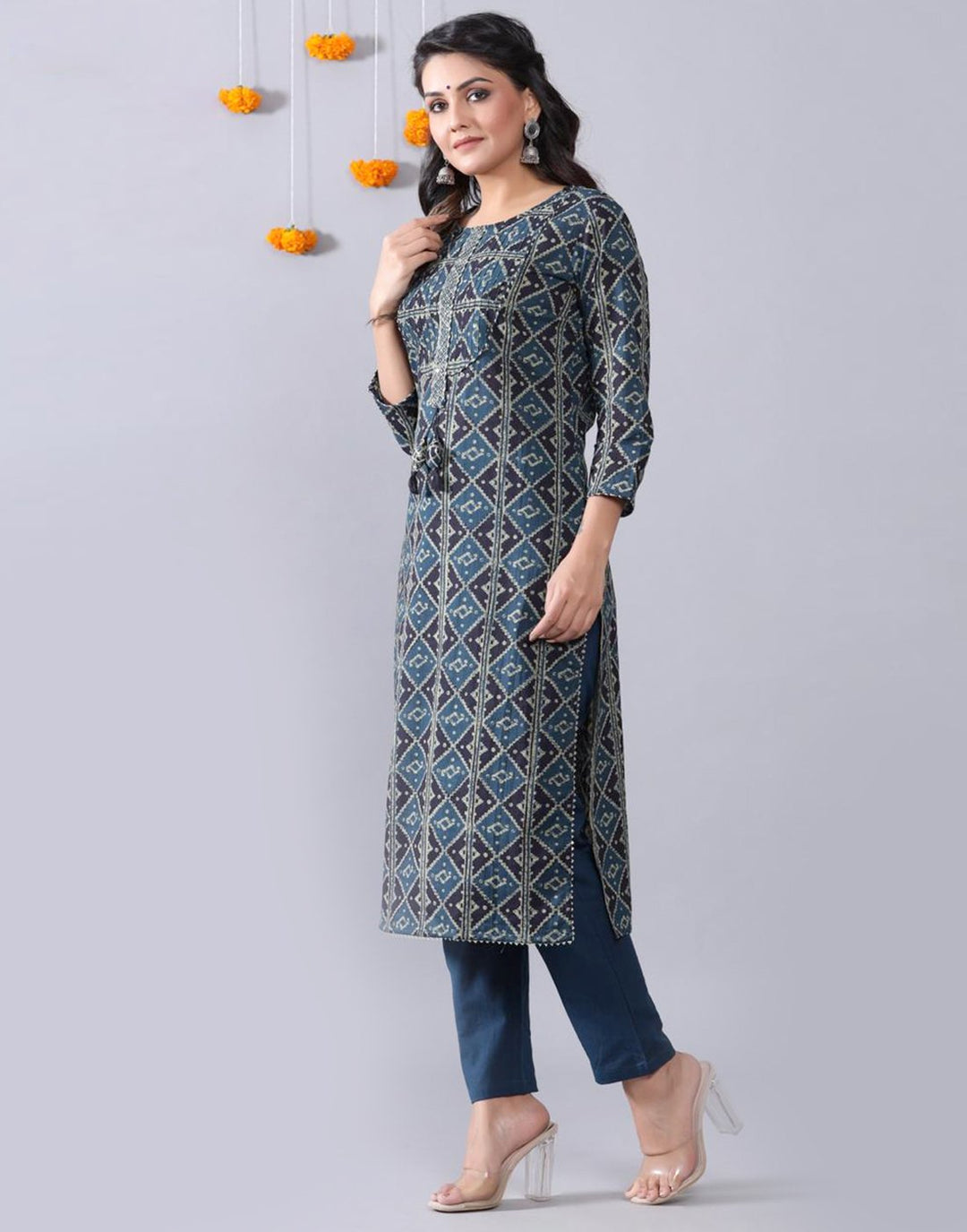 Cotton Printed Kurti Pant Set