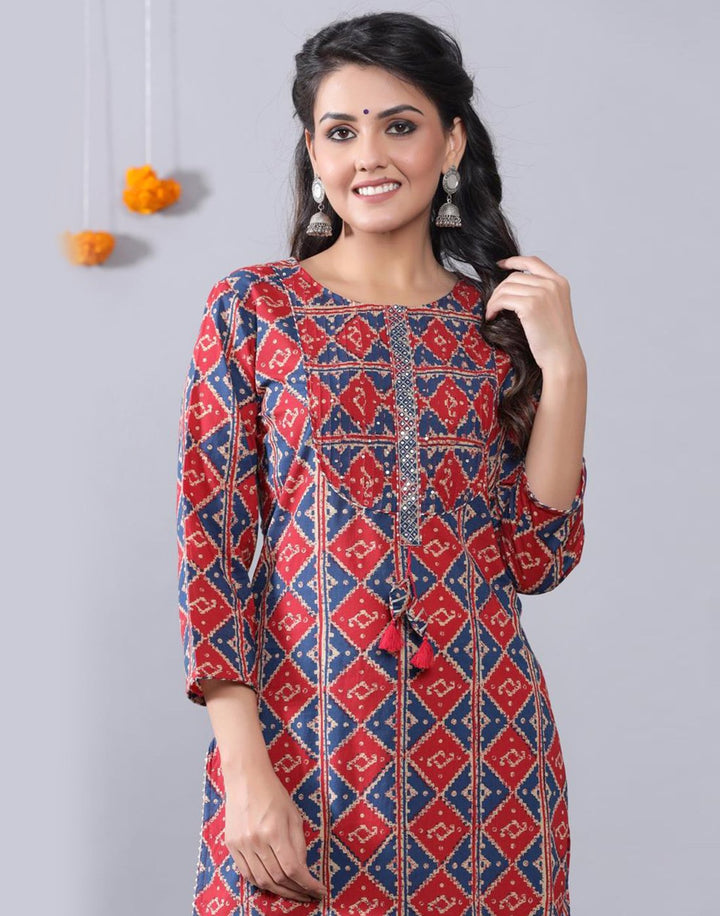 Cotton Printed Kurti Pant Set