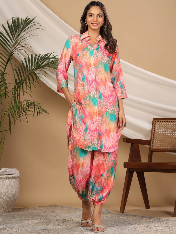 Printed Muslin Kurti With Dhoti Pants