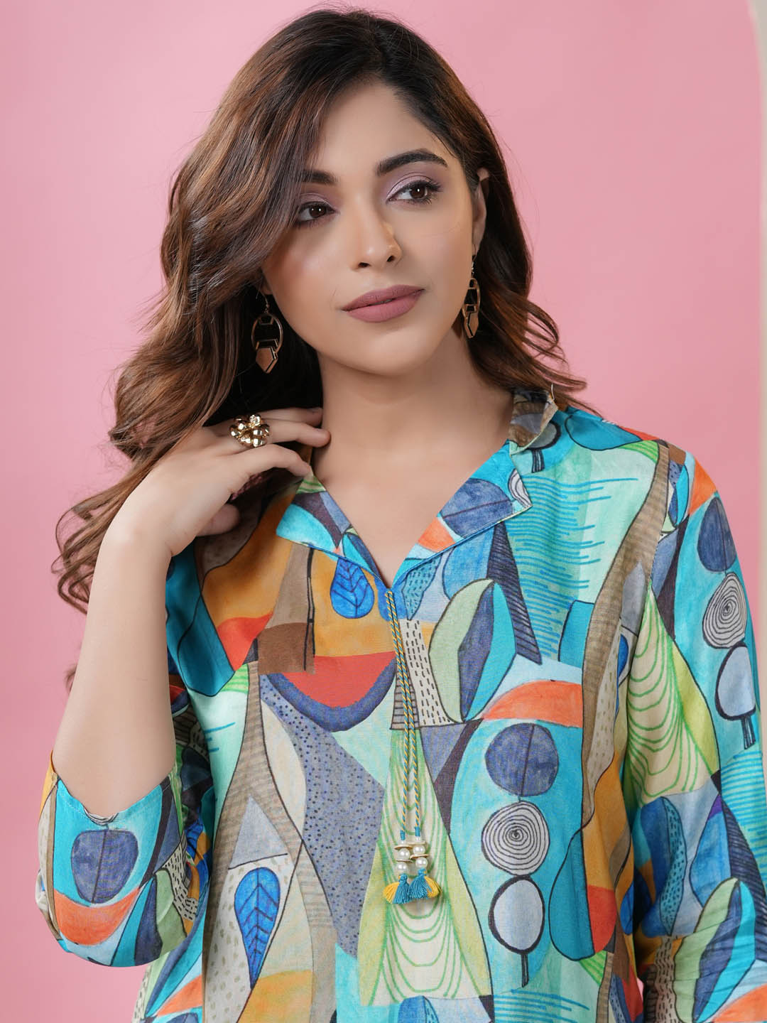Printed Muslin Kurti With Dhoti Pants