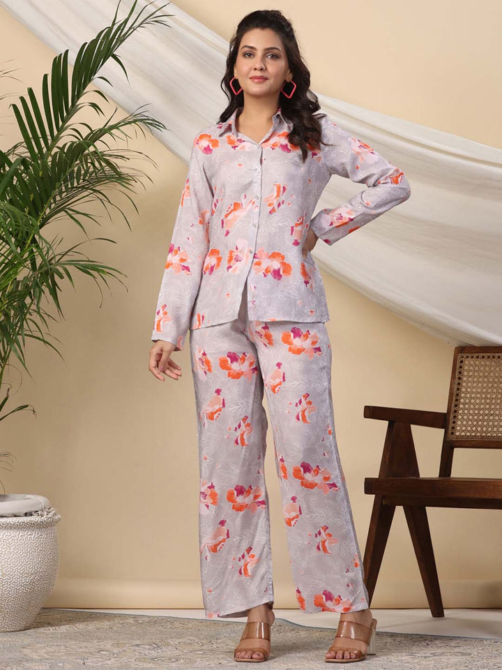 Floral Printed Short Muslin Kurti With Pants