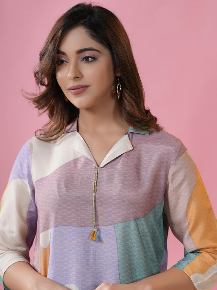 Printed Muslin Kurti With Afgani Pants